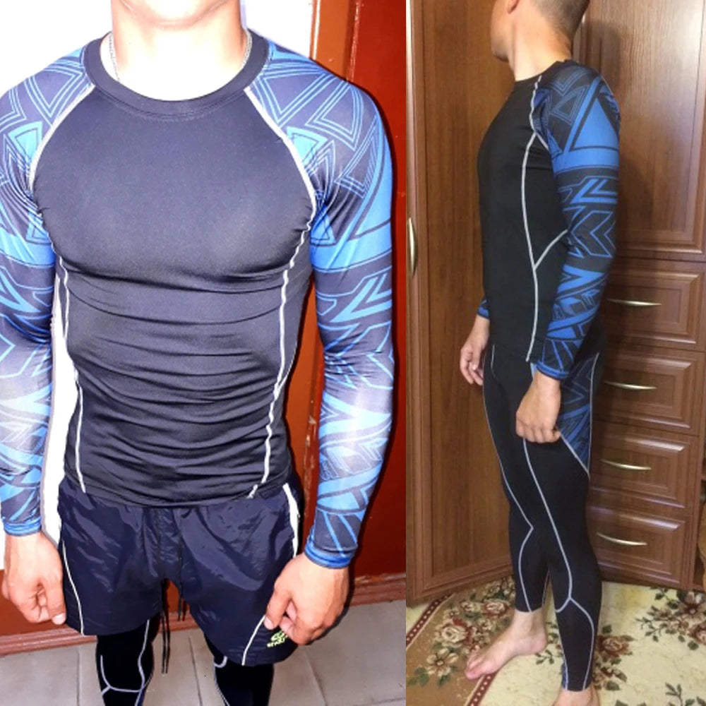 Men's Compression Sportswear Suits Gym Tights Training Clothes Workout Jogging Sports Set Running Rashguard Tracksuit For Men