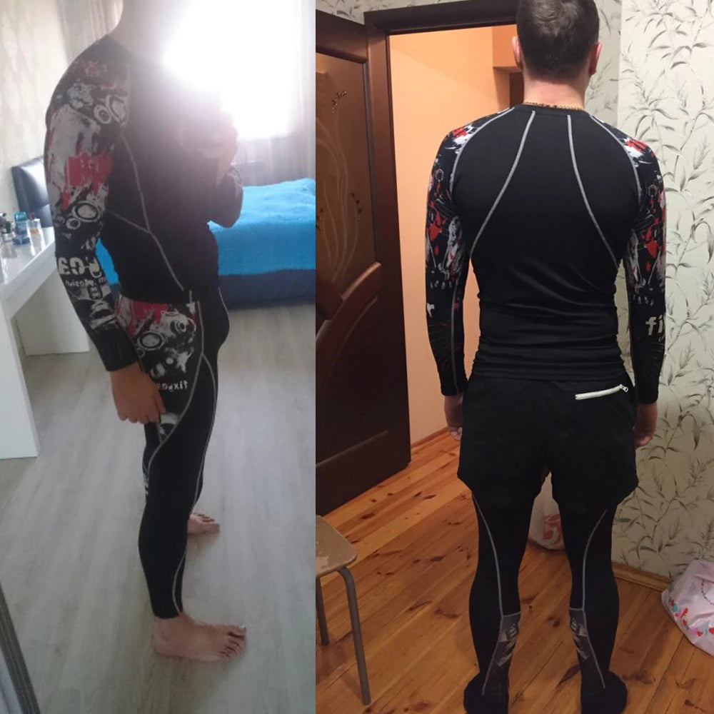 Men's Compression Sportswear Suits Gym Tights Training Clothes Workout Jogging Sports Set Running Rashguard Tracksuit For Men