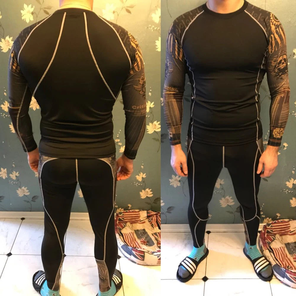 Men's Compression Sportswear Suits Gym Tights Training Clothes Workout Jogging Sports Set Running Rashguard Tracksuit For Men