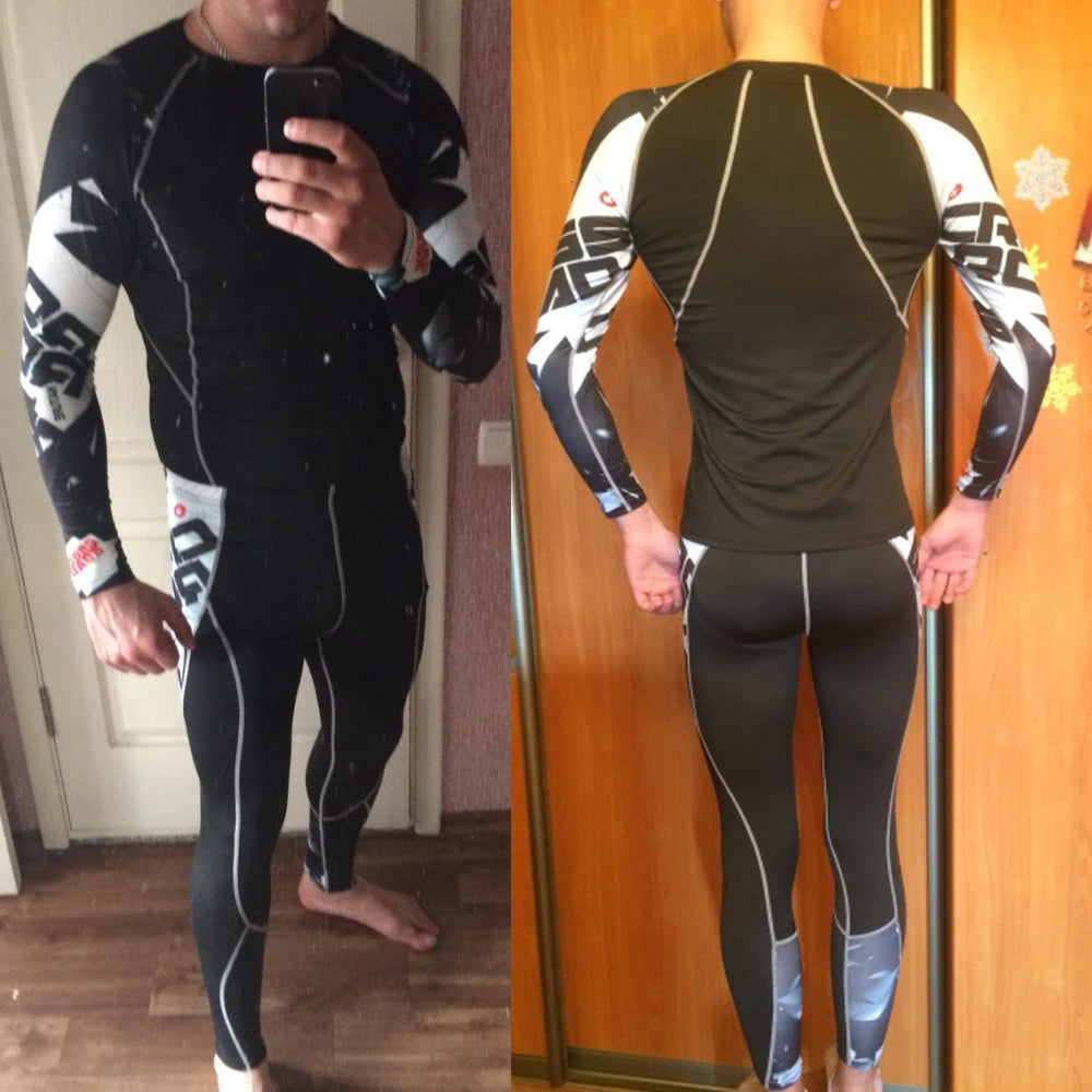 Men's Compression Sportswear Suits Gym Tights Training Clothes Workout Jogging Sports Set Running Rashguard Tracksuit For Men