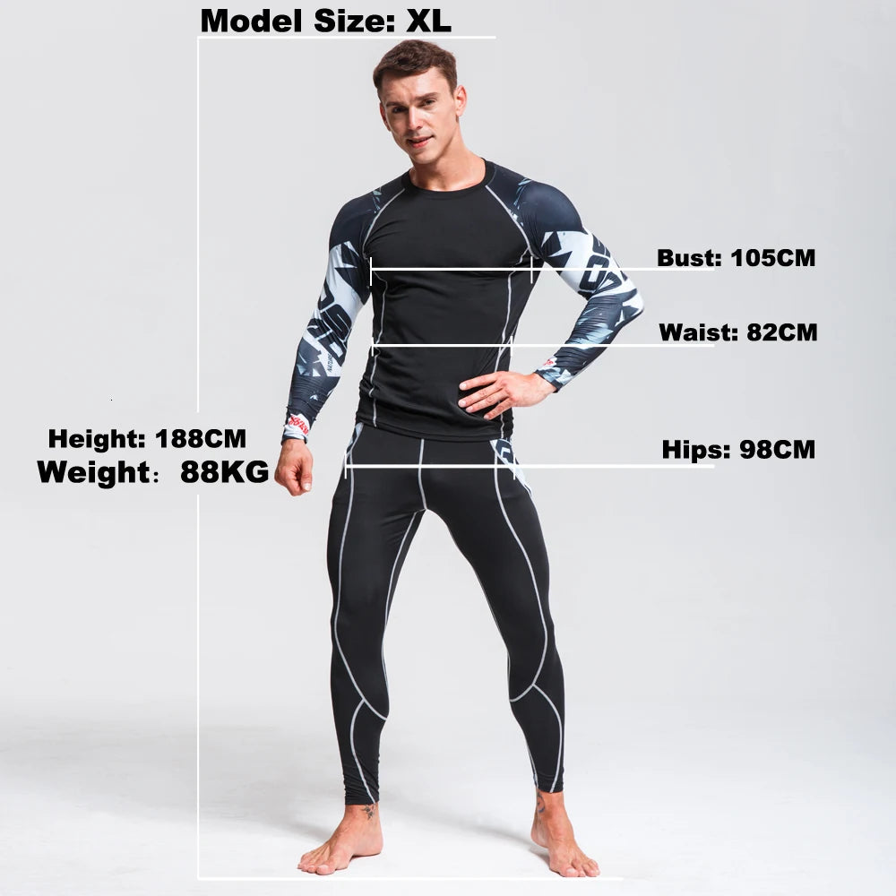 Men's Compression Sportswear Suits Gym Tights Training Clothes Workout Jogging Sports Set Running Rashguard Tracksuit For Men