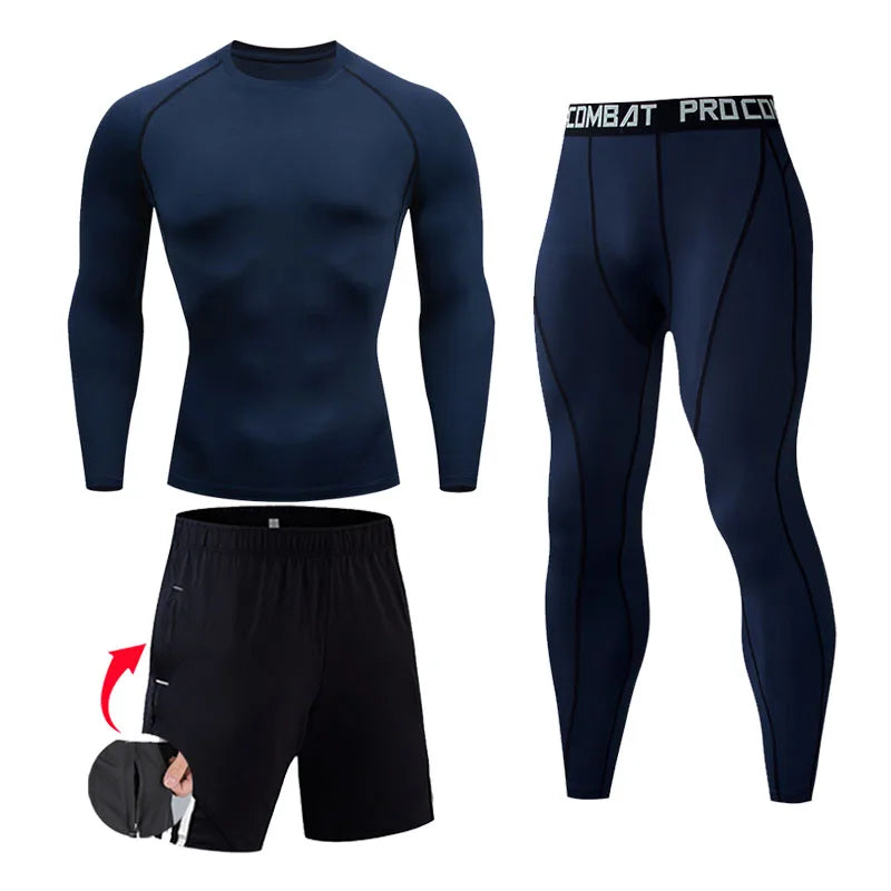 Men's Compression Sportswear Suits Gym Tights Training Clothes Workout Jogging Sports Set Running Rashguard Tracksuit For Men