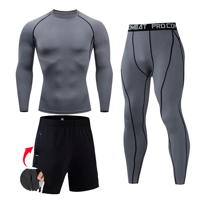 Men's Compression Sportswear Suits Gym Tights Training Clothes Workout Jogging Sports Set Running Rashguard Tracksuit For Men