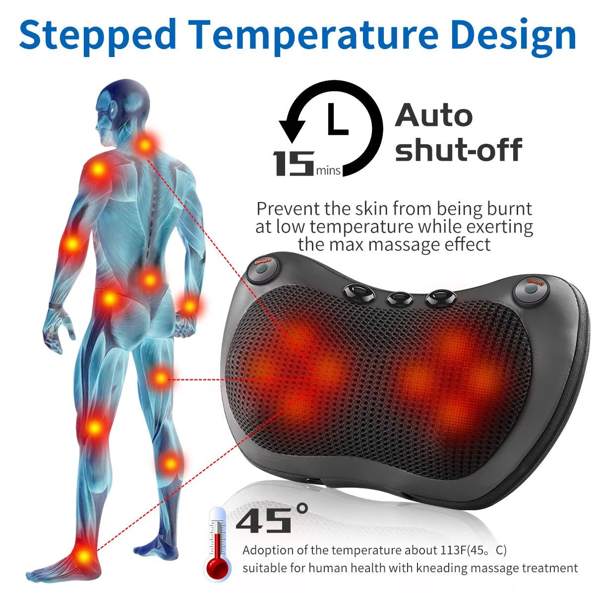 8 head Neck Massage Pillow Electric Shoulder Back Heating Kneading Infrared therapy shiatsu head pillow Massager