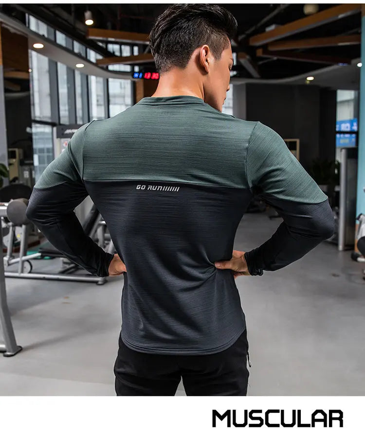 Mens Gym Compression Shirt Male Rashgard Fitness Long Sleeves Running Clothes Homme T Shirt Football Jersey Sportswear Dry Fit