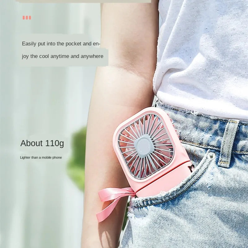 Hanging Neck Fans Mini Portable Folding USB Small Fan Mute Power Bank Portable Handheld Desktop Multi Function Charge Fan