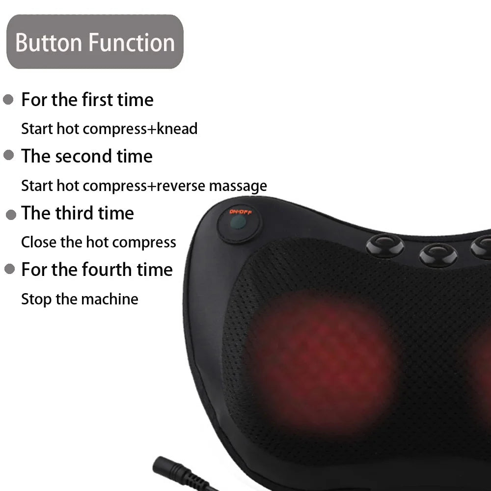 8 head Neck Massage Pillow Electric Shoulder Back Heating Kneading Infrared therapy shiatsu head pillow Massager