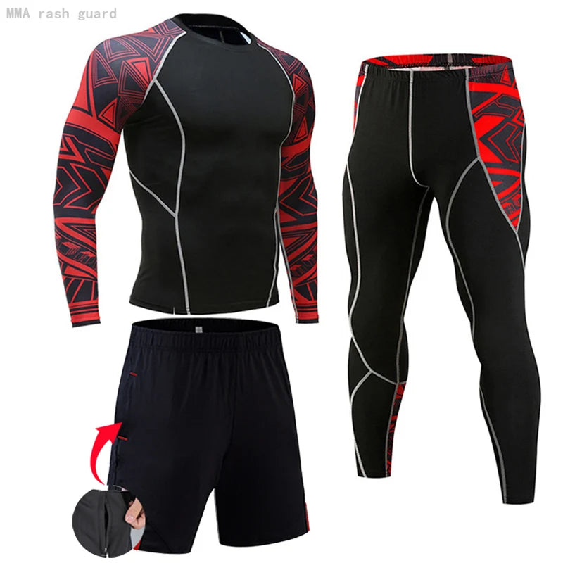 Men&#39;s Compression Sportswear Suits Gym Tights Training Clothes Workout Jogging Sports Set Running Rashguard Tracksuit For Men