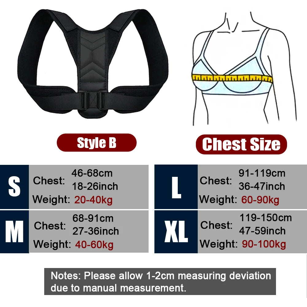 Fully Adjustable Back Shoulder Posture Corrector Belt, Clavicle Spine Support, Reshapes Your Body