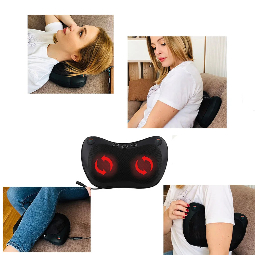 8 head Neck Massage Pillow Electric Shoulder Back Heating Kneading Infrared therapy shiatsu head pillow Massager