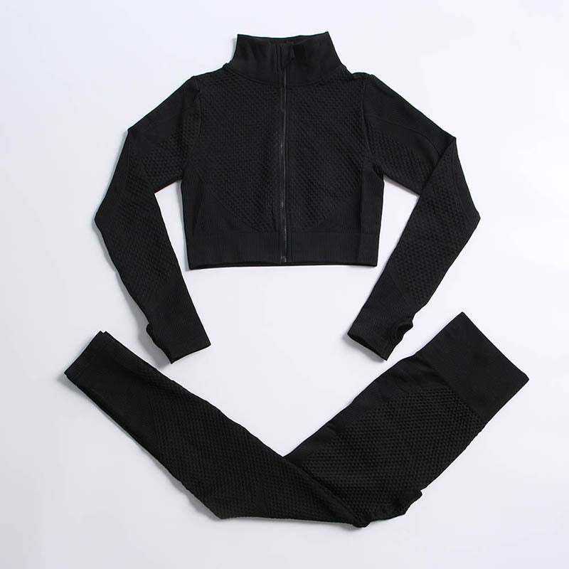 2/3 Pieces Yoga Set Bar High-Waisted Tight Pants Gym Exercise Clothing Suitable Sportswear For Women Zipper Jacket Leggings Suit