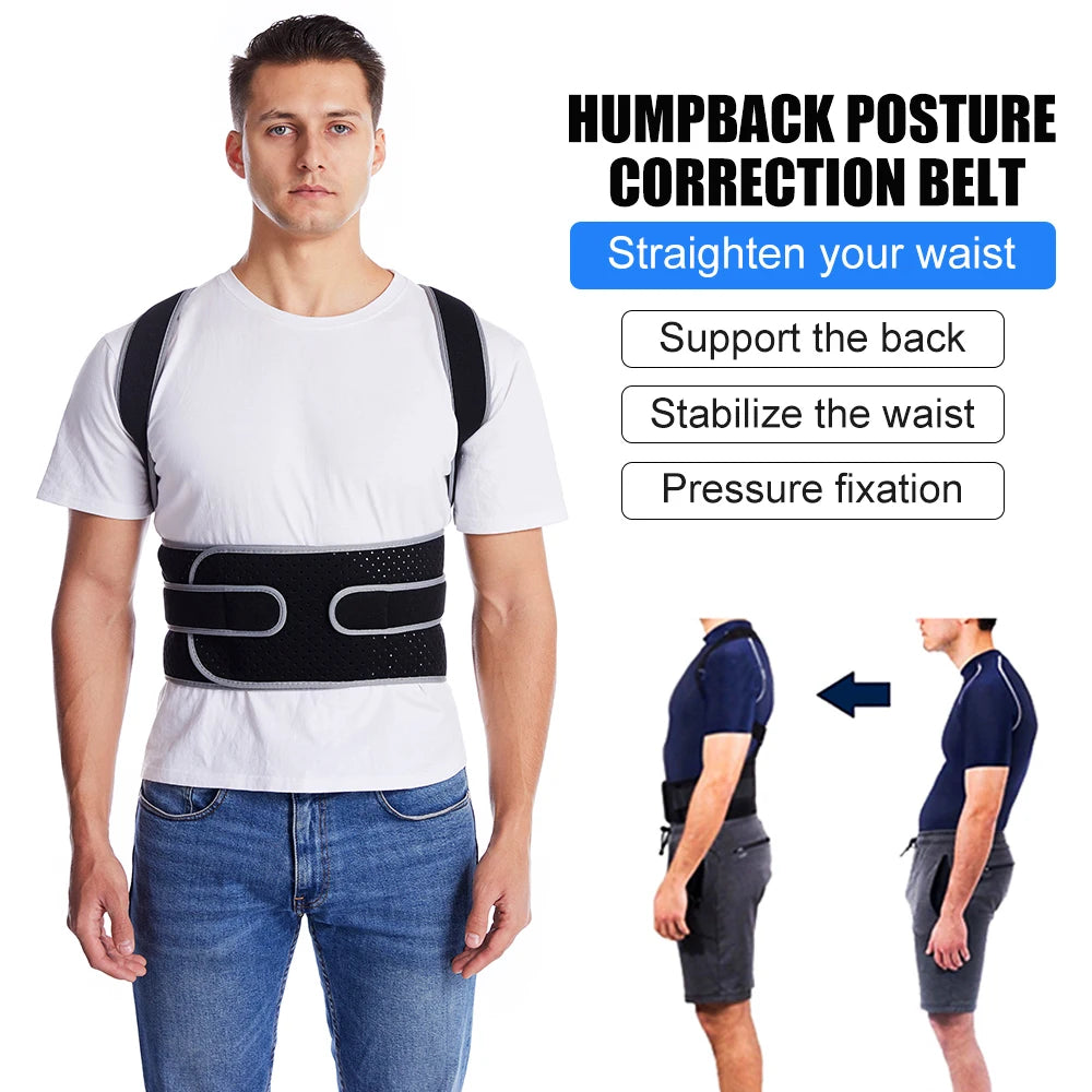 Fully Adjustable Back Shoulder Posture Corrector Belt, Clavicle Spine Support, Reshapes Your Body