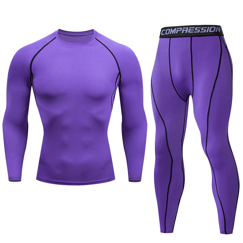 Men&#39;s Running Sportswear Gym Jogging Thermo Underwear Skins Compression Fitness MMA Rashgard Male Quick-drying Tights Track Suit