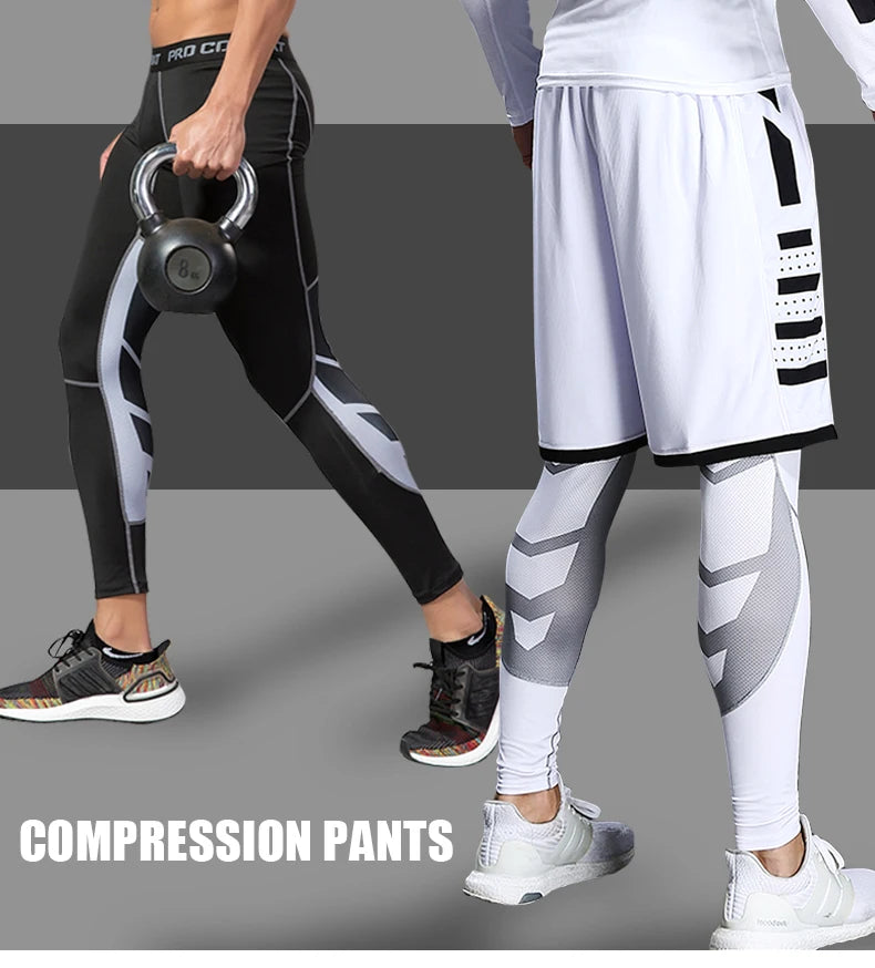 Men&#39;s Lycra Compression Pants Cycling Running Basketball Soccer Elasticity Sweatpants Fitness Tights Legging Trousers Rash Guard