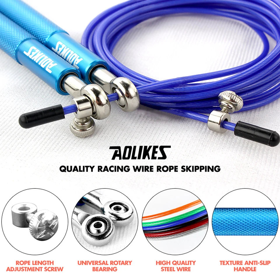 AOLIKES 1PCS Crossfit Speed Jump Rope Professional Skipping Rope For MMA Boxing Fitness Skip Workout Training With Carrying Bag