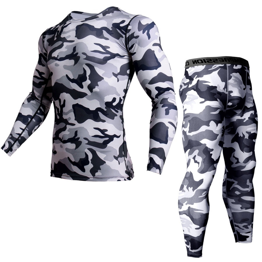 1/2 Piece Camouflage Tracksuit Compression Long Sleeve T-shirt & Tights