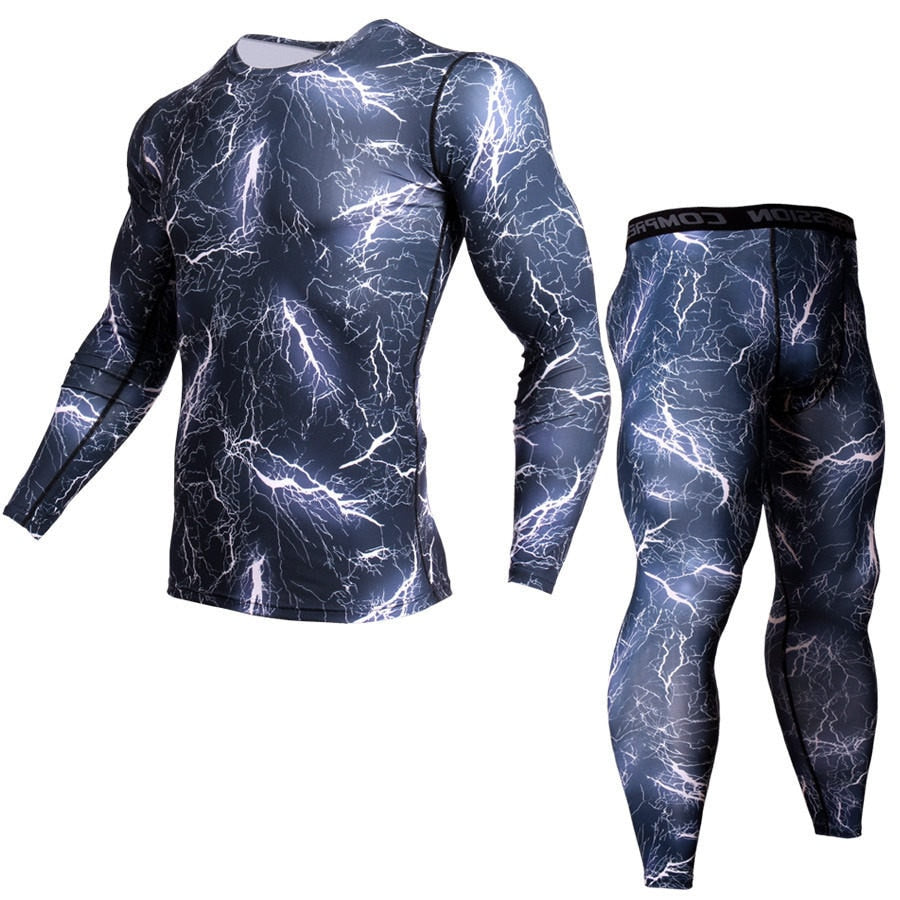 1/2 Piece Camouflage Tracksuit Compression Long Sleeve T-shirt & Tights