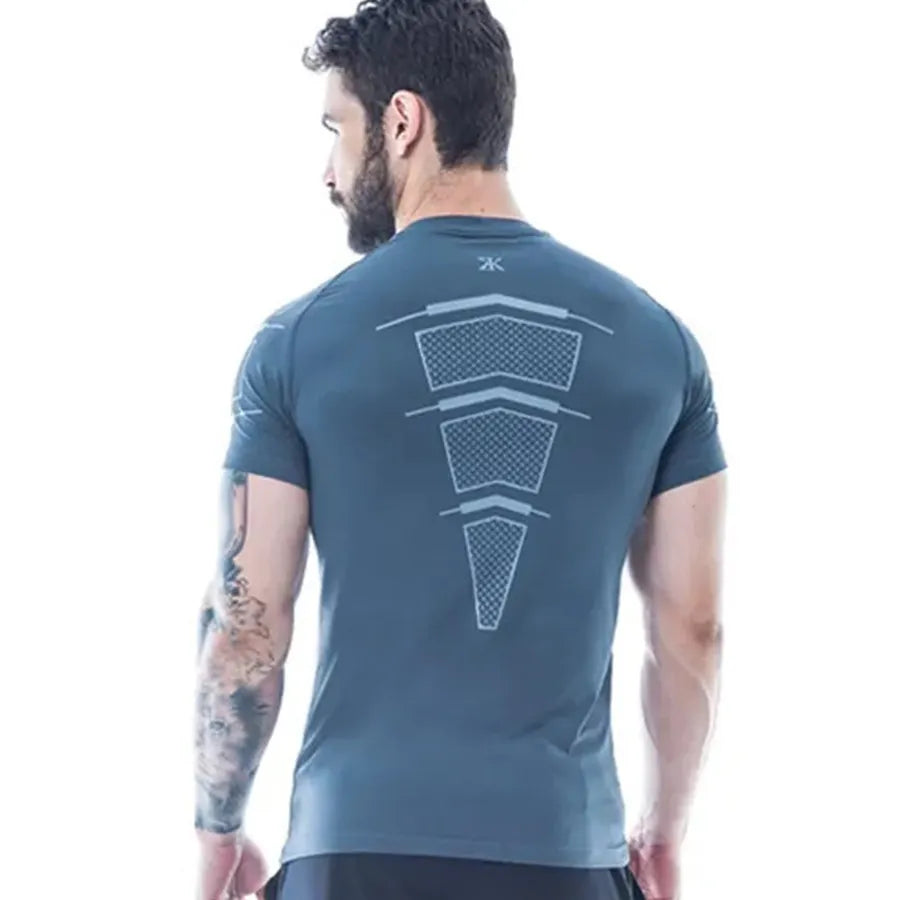 Compression Quick dry T-shirt Men Running Sport Skinny Short Tee Shirt Male Gym Fitness Bodybuilding Workout Black Tops Clothing