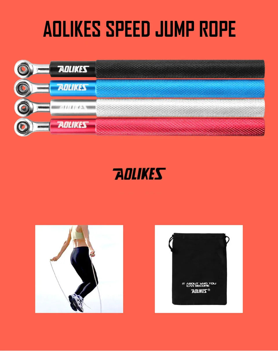 AOLIKES 1PCS Crossfit Speed Jump Rope Professional Skipping Rope For MMA Boxing Fitness Skip Workout Training With Carrying Bag