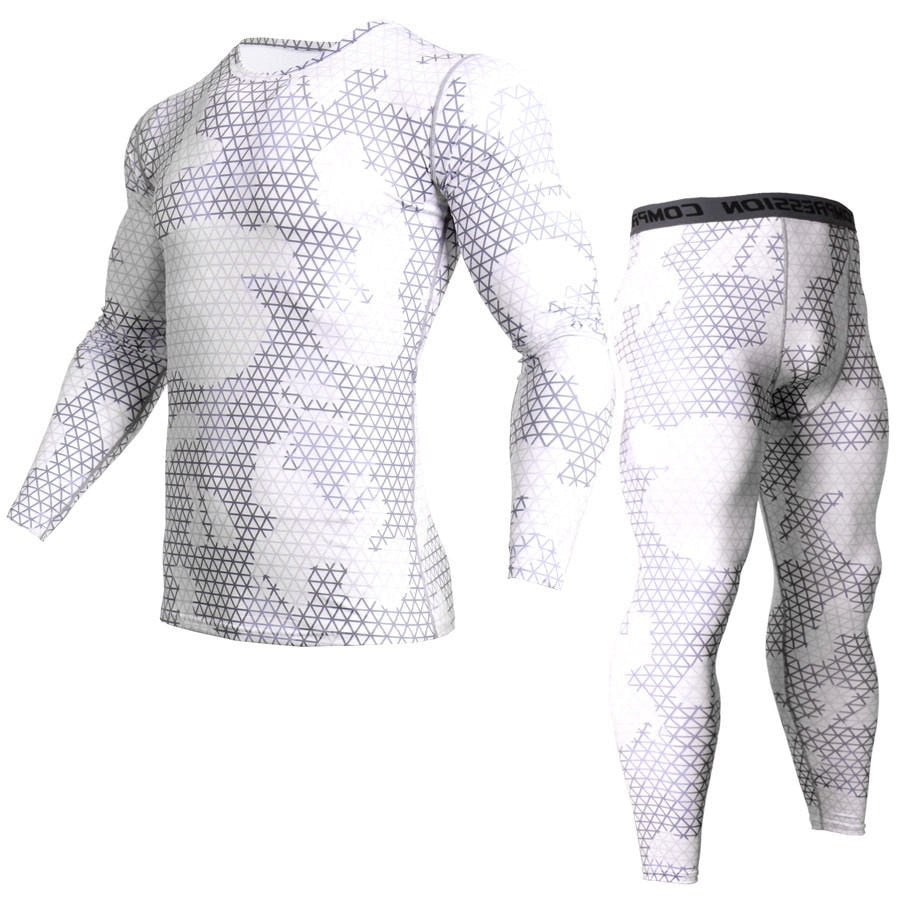 1/2 Piece Camouflage Tracksuit Compression Long Sleeve T-shirt & Tights