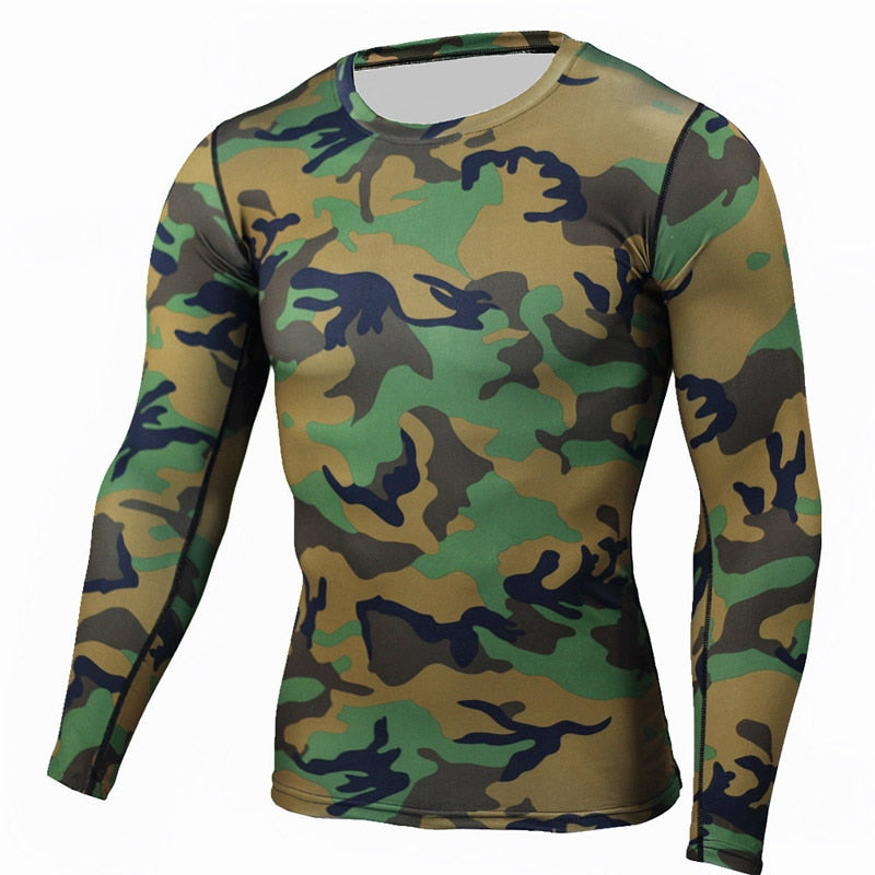 1/2 Piece Camouflage Tracksuit Compression Long Sleeve T-shirt & Tights