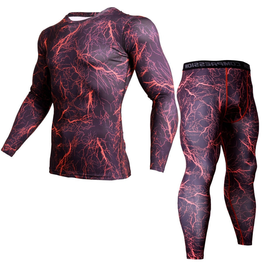 1/2 Piece Camouflage Tracksuit Compression Long Sleeve T-shirt & Tights