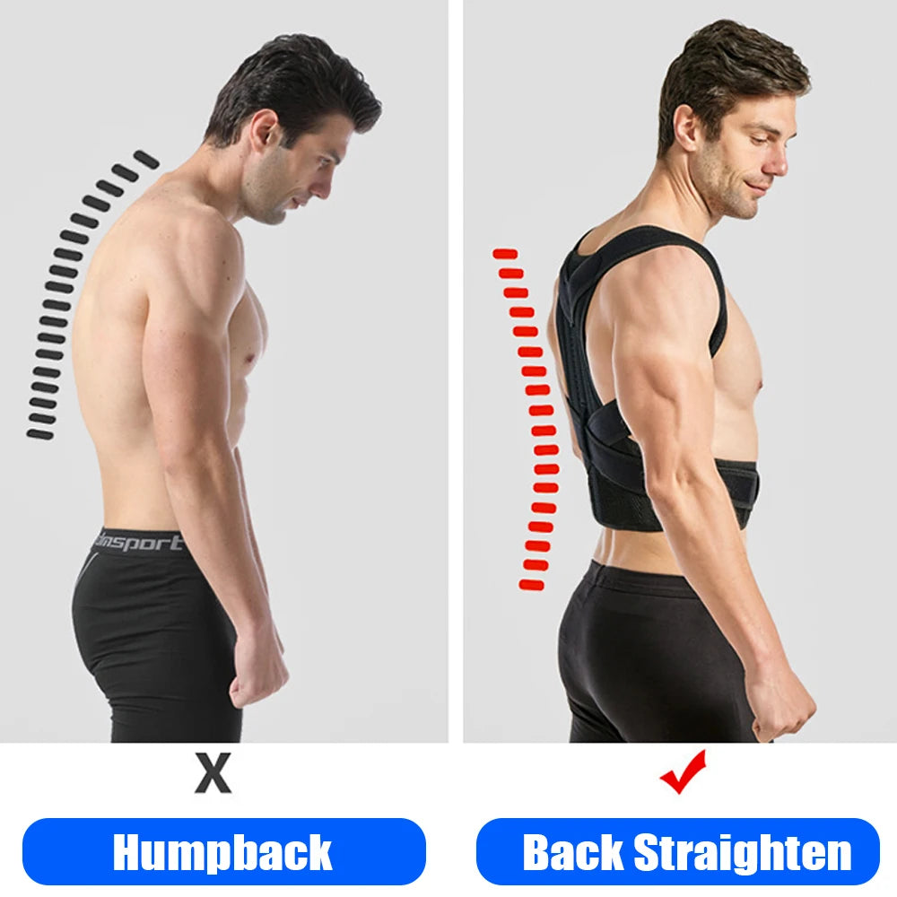 Fully Adjustable Back Shoulder Posture Corrector Belt, Clavicle Spine Support, Reshapes Your Body