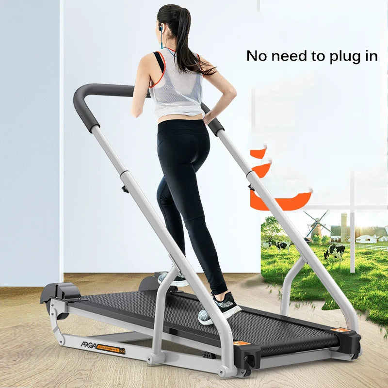 Mechanical Treadmill Household Indoor Small Treadmill Folding Ultra-quiet Slimming Walking Machine no need to plug in