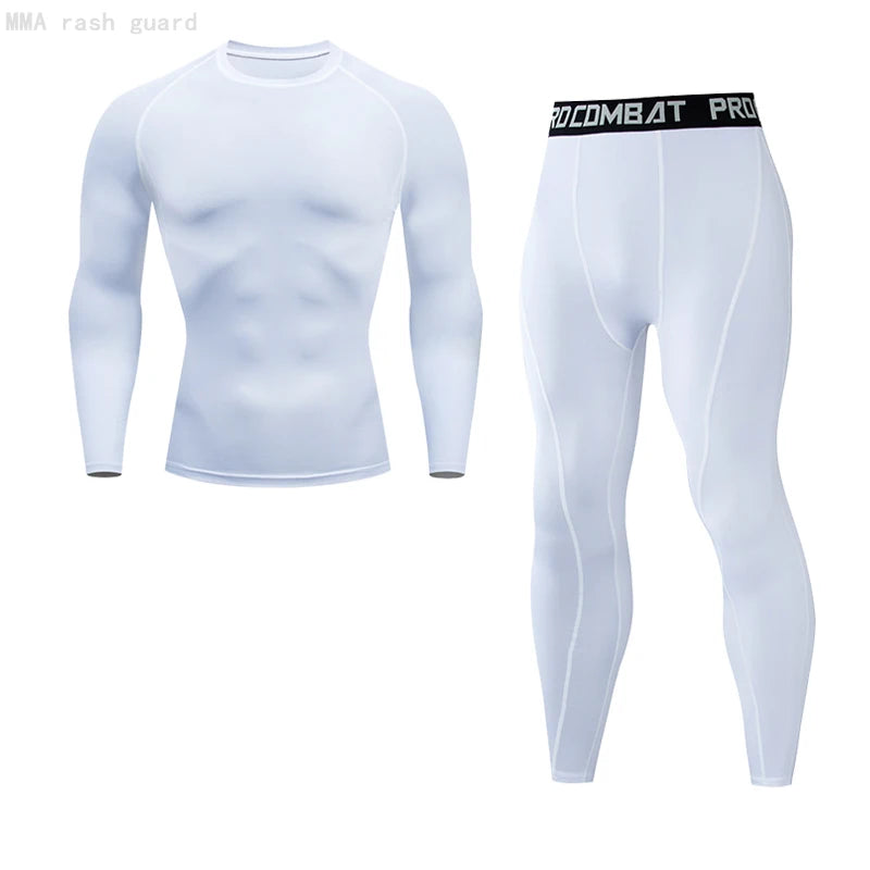 Compression underwear Men&#39;s Winter Thermal underwear MMA 3D wolf Bodybuilding T-Shirt Rashgarda leggings 2 piece tracksuit Men