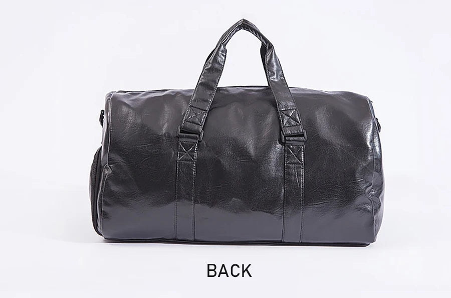 Big Capacity Leather Travel Bag Waterproof Fitness Duffle Bag with Shoes Pocket Sports Weekend Luggage Bag Women Men Handbag