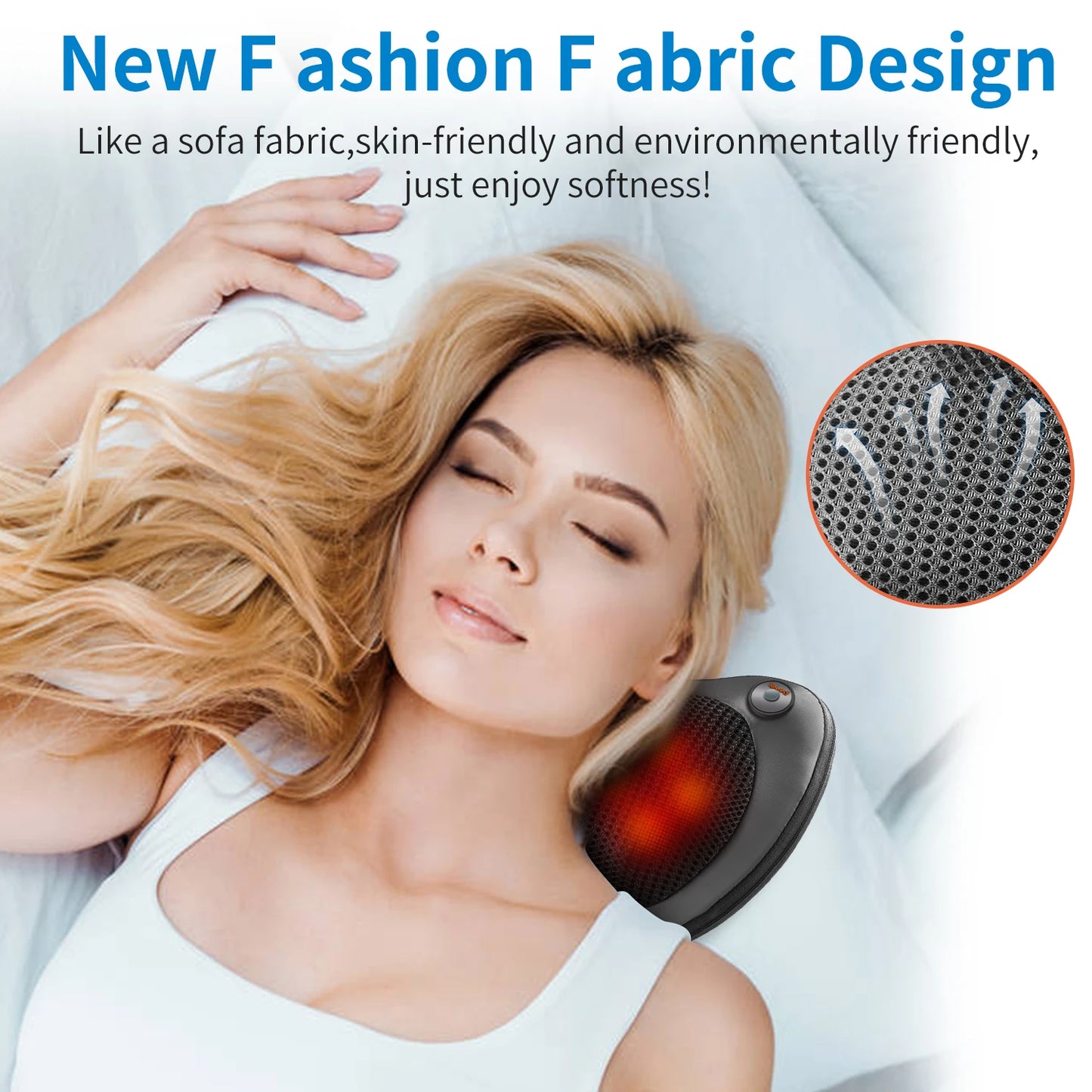 8 head Neck Massage Pillow Electric Shoulder Back Heating Kneading Infrared therapy shiatsu head pillow Massager