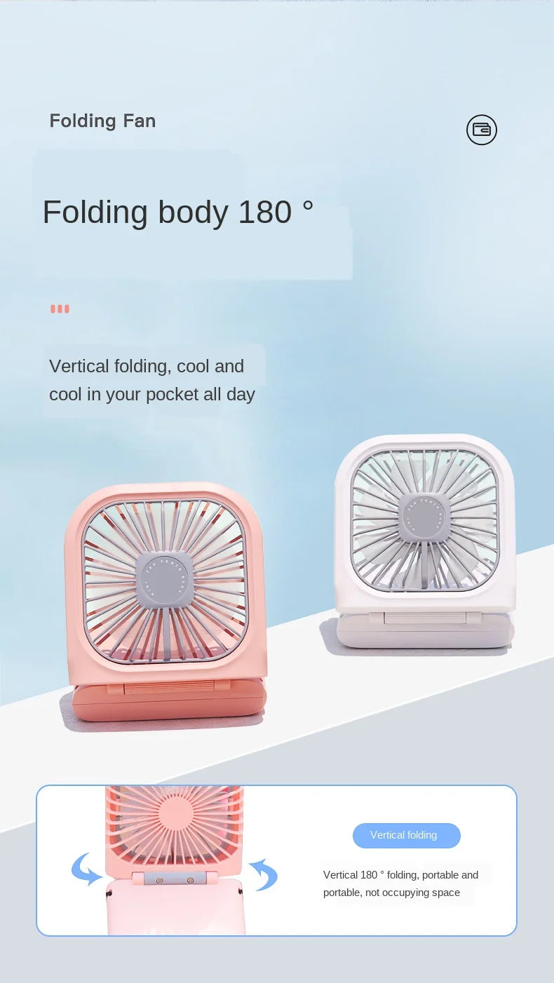 Hanging Neck Fans Mini Portable Folding USB Small Fan Mute Power Bank Portable Handheld Desktop Multi Function Charge Fan