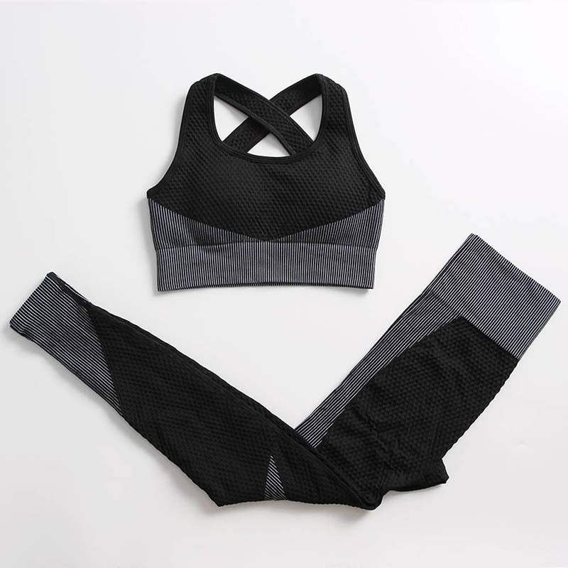 2/3 Pieces Yoga Set Bar High-Waisted Tight Pants Gym Exercise Clothing Suitable Sportswear For Women Zipper Jacket Leggings Suit