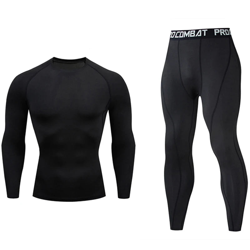 Men&#39;s Running Sportswear Gym Jogging Thermo Underwear Skins Compression Fitness MMA Rashgard Male Quick-drying Tights Track Suit