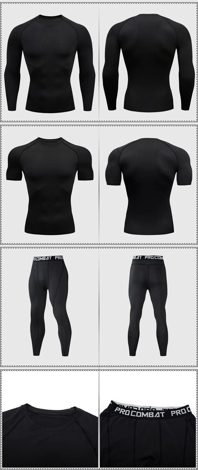 Men&#39;s Running Sportswear Gym Jogging Thermo Underwear Skins Compression Fitness MMA Rashgard Male Quick-drying Tights Track Suit