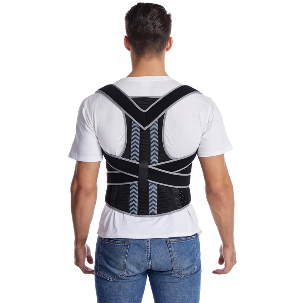 Fully Adjustable Back Shoulder Posture Corrector Belt, Clavicle Spine Support, Reshapes Your Body