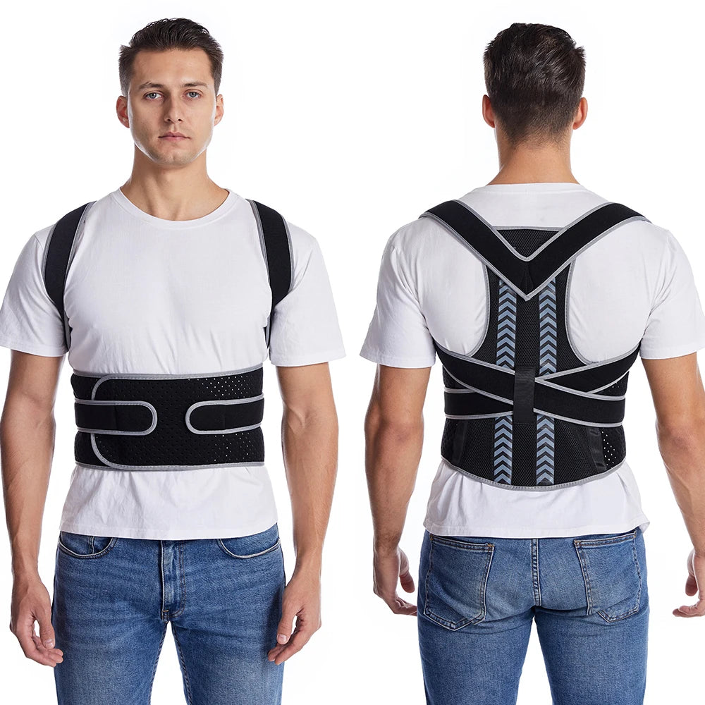 Fully Adjustable Back Shoulder Posture Corrector Belt, Clavicle Spine Support, Reshapes Your Body