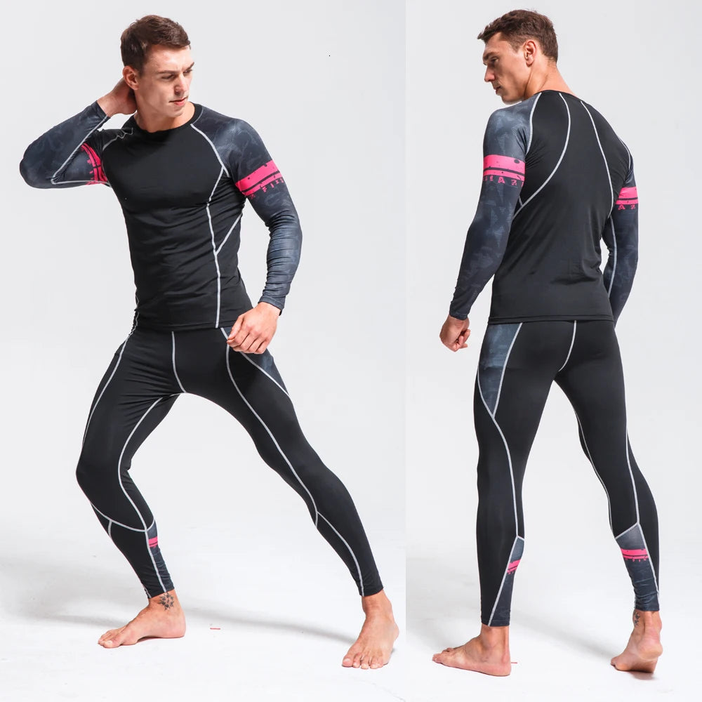 Men&#39;s Compression Sportswear Suits Gym Tights Training Clothes Workout Jogging Sports Set Running Rashguard Tracksuit For Men