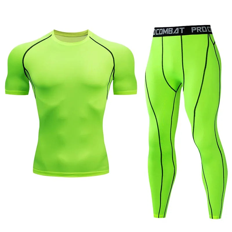 Men&#39;s Running Sportswear Gym Jogging Thermo Underwear Skins Compression Fitness MMA Rashgard Male Quick-drying Tights Track Suit