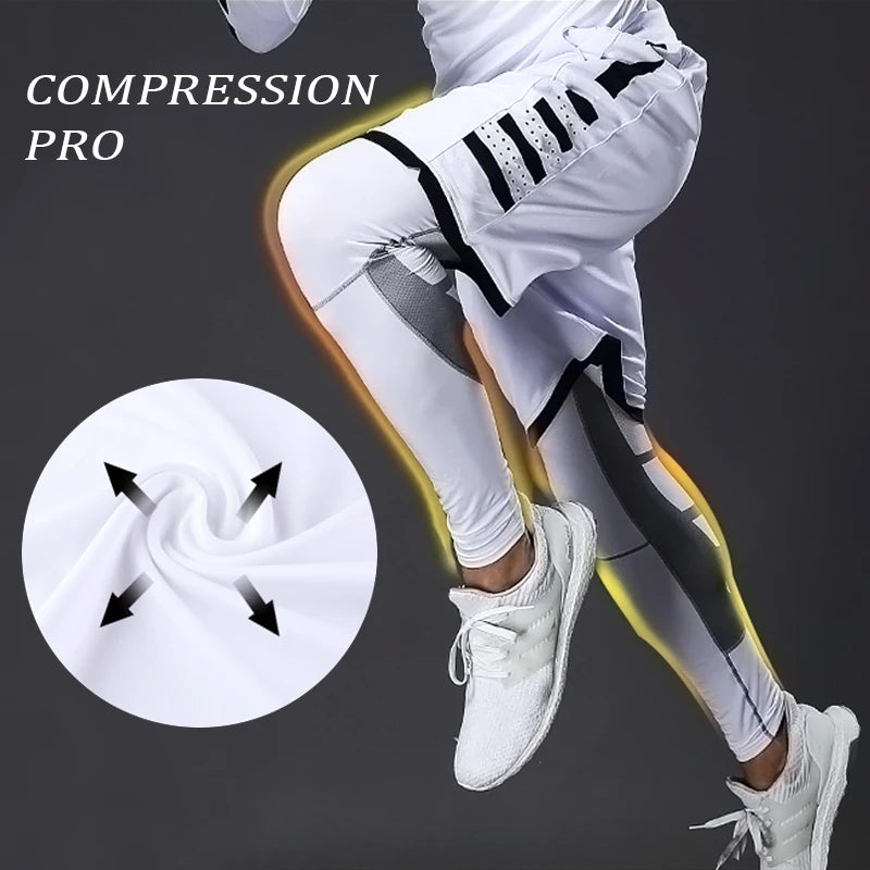 Men&#39;s Lycra Compression Pants Cycling Running Basketball Soccer Elasticity Sweatpants Fitness Tights Legging Trousers Rash Guard