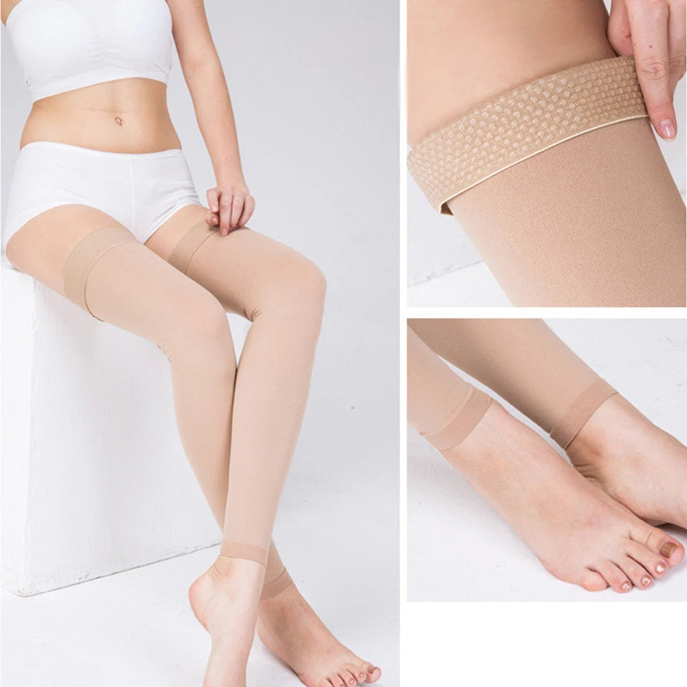 Open Toe Knee-High Medical Compression Stockings Varicose Veins Stocking Compression Brace Wrap Shaping for Women Men 18-21mm