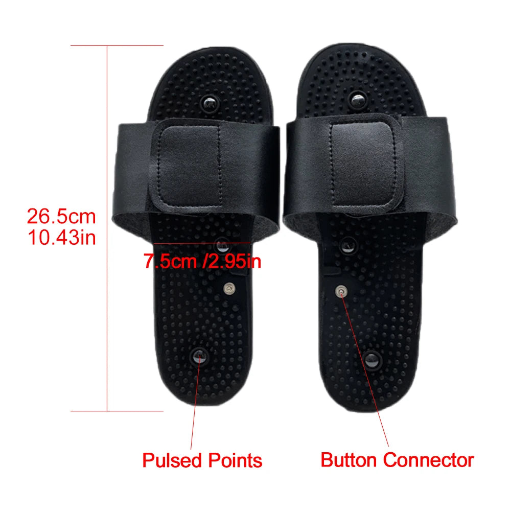 1 Pair Electrode Massage Slippers For Tens Acupuncture Therapy Massager Machine Physiotherapy Body Foot Relaxing Black Rubber