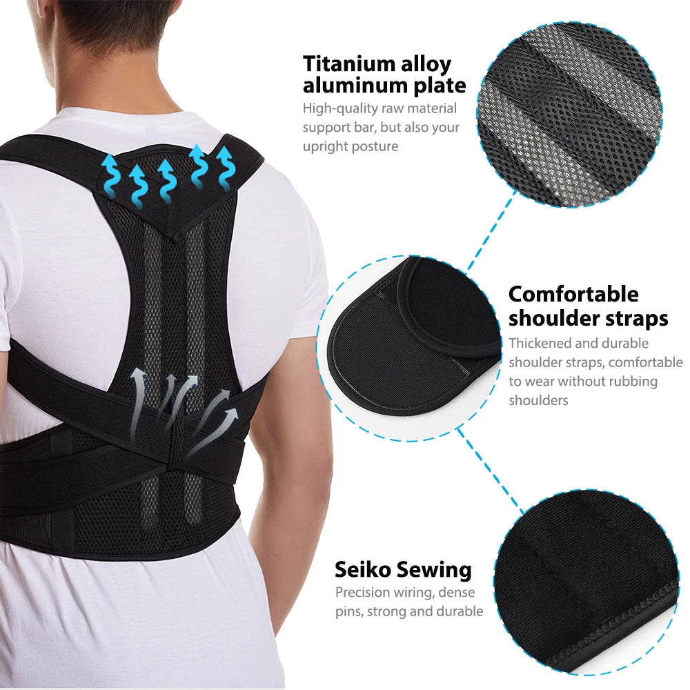 Alloy Bar Posture Corrector Scoliosis Back Brace Spine Corset Shoulder Therapy Support Posture Correction Belt Orthopedic Back