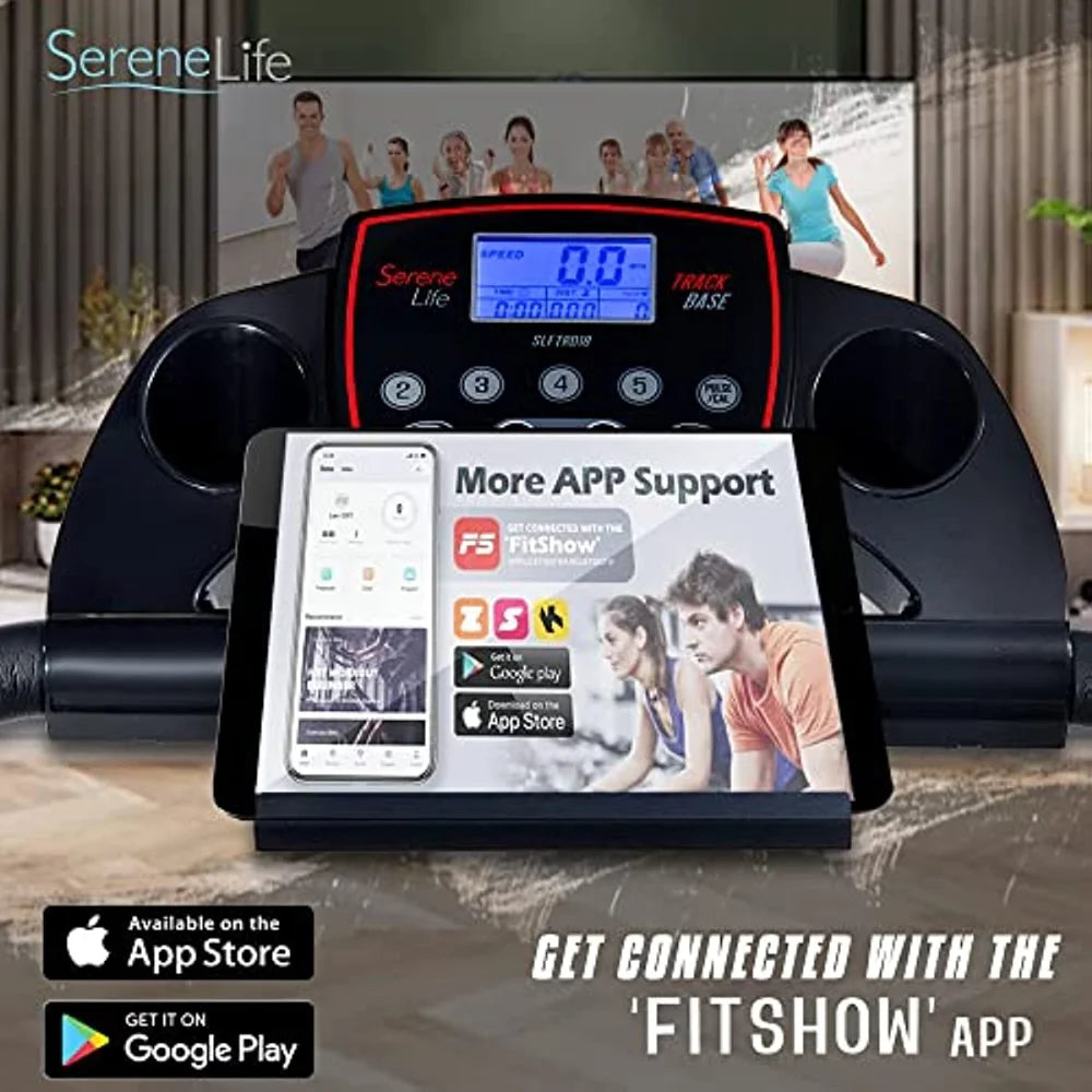 Fitness Equipment with LCD for Walking &amp; Running ardio Exercise Machine 12 Preset or Adjustable Programs Bluetooth Connectivity