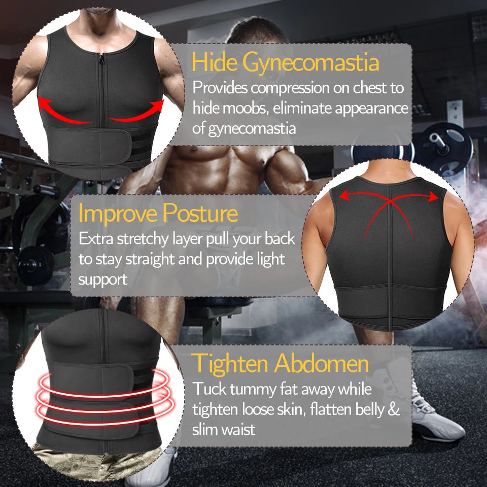 Men Shapewear Waist Trainer Sauna Suit Sweat Vest Slimming Underwear Weight Loss Shirt Fat Burner Workout Tank Tops  Body Shaper