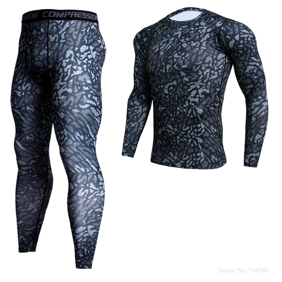 1/2 Piece Camouflage Tracksuit Compression Long Sleeve T-shirt & Tights