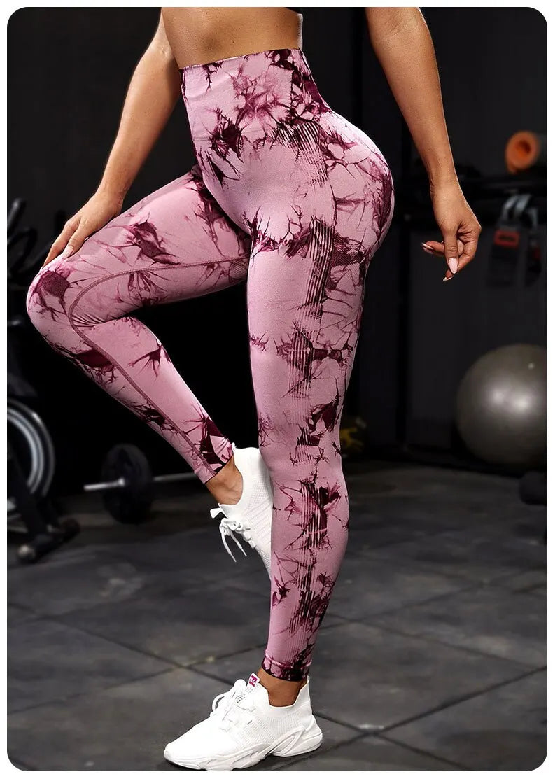 Tie Dye Yoga Pants Sport Leggings Women Seamless High Waist Push Up Woman Tights Fitness Workout  Gym Clothing