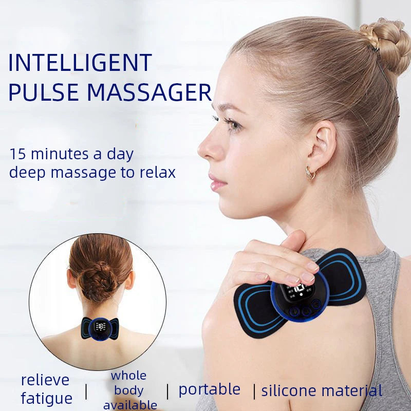 LCD Display EMS Neck Stretcher Electric Massager Cervical Vertebra Massage Patch for Muscle Pain Relief and Shoulder Relaxation