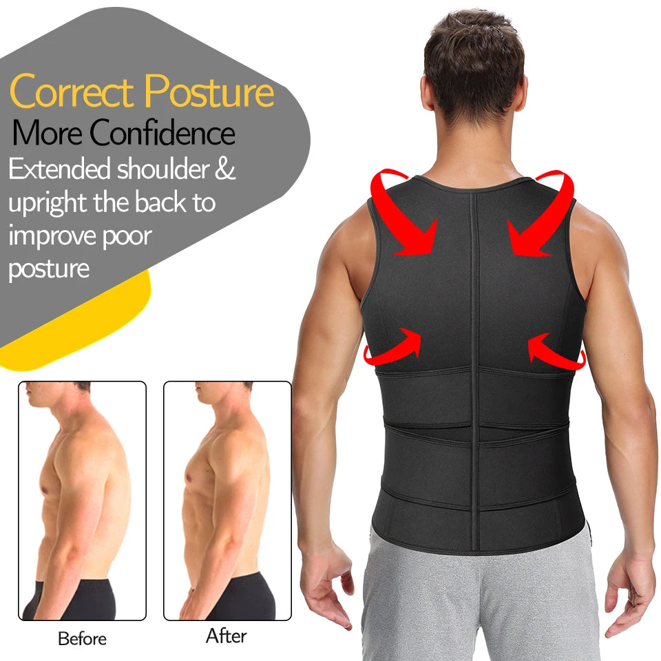 Men Shapewear Waist Trainer Sauna Suit Sweat Vest Slimming Underwear Weight Loss Shirt Fat Burner Workout Tank Tops  Body Shaper