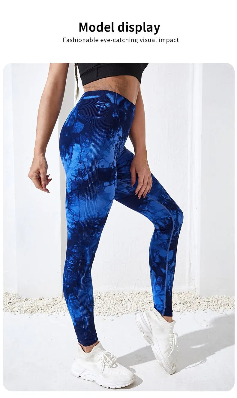 Tie Dye Yoga Pants Sport Leggings Women Seamless High Waist Push Up Woman Tights Fitness Workout  Gym Clothing